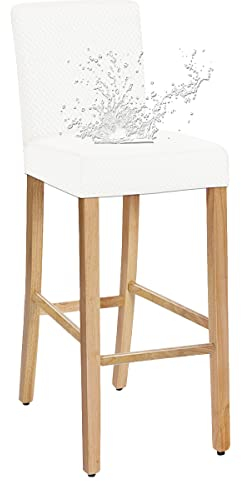 JUNZHE Barhocker-Bezüge, dehnbarer, Abnehmbarer, waschbarer Stuhlbezug für Kurze drehbare Esszimmerstuhl-Rückenlehne Stuhl Barhocker Stuhlhussen (Weiß,2er-Set)