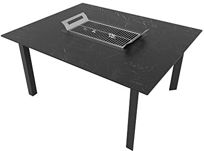 BLUMIE Tisch mit integriertem Grill für 6-8 Personen, 150 x 120 x 75 cm, 1 Grillrost