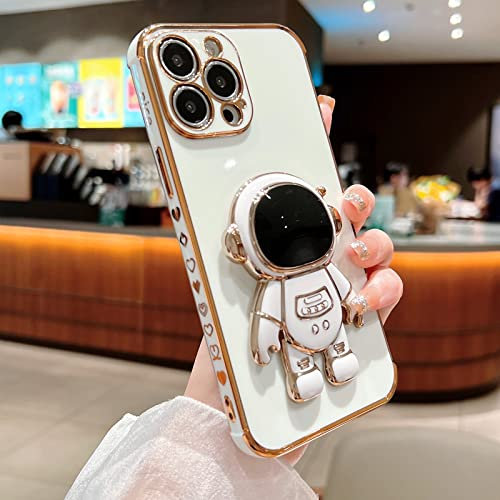 Tiahf Hülle für iPhone SE 2022 / iPhone SE 2020 / iPhone 7 / iPhone 8 Handyhülle mit Astronaut Ständer Halterung Hülle Silikon Kreative Liebe Herz Muster Motiv Weich Case Dünn Schutzhülle,Weiß