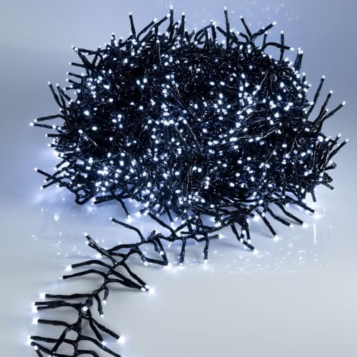 Spetebo LED Büschel Lichterkette kalt weiß -1512 LED / 11m | Cluster Lichterkette mit 8 Funktionen und Speicherchip - Weihnachtsbaum Lichter Deko für Innen und Außen in kaltem weiß