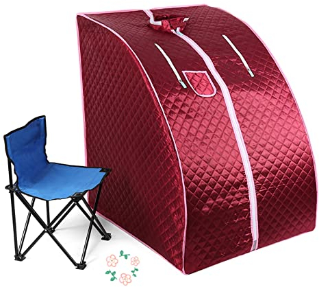 Sauna Cabine Pliable,1.8L Sauna à Vapeur Portable avec Télécommande, 9 Options de Minuterie Fonction de Vaporisation Ultra Fine Appareil à Vapeur Couvercle,98x80x70cm