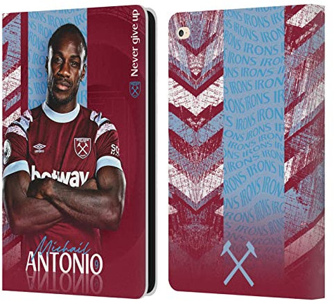 Head Case Designs Offizielle West Ham United FC Michail Antonio 2022/23 Erstes Team Leder-Wallet-Hülle Kompatibel mit Apple iPad Air 2 (2014)