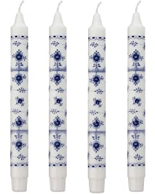 Kunstindustrien Klassische Muschel bemalt 24cm Royal Kerzen (blau geriffelt), 4 Stück/Kerzen…