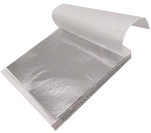 200 Sheets Silver Leaf Sheets, Silver Leaf Foil Paper, Silver Foil Sheet for Art and Craft Projects, Home Improvement, Gilding, Furniture, Makeup & Nail Art