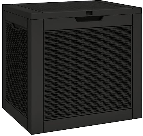 vidaXL Outdoor Garden Storage Box - Weather-Resistant Polypropylene Black Storage Chest - 118L Capacity, Imitation Rattan Design