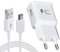 Chargeur 15W 2A 1.0M Cable USB 2.0 Recharge Rapide, pour Samsung S21/ S20 FE/ S10/ S9/ S8 Plus/ A52/ A52S/ A53/ A33 Etc, Chargeur Original De Rechange AFC, PfirstDa (Blanc)