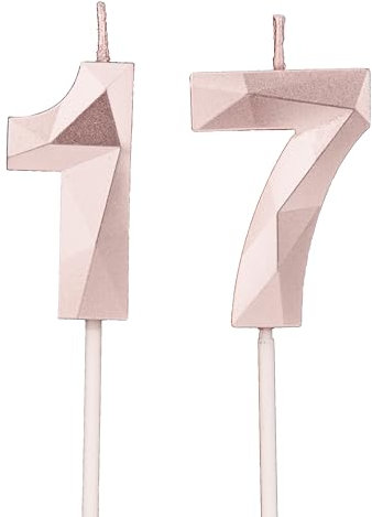 Geburtstagskerzen Zahlen 17,3D Roségold Kerzen Geburtstag für Kuchen geburtstagsdeko, Geburtstag Kerzen Zahlen, Geburtstagskerzen Kinder für Partys, Hochzeiten, Firmenfeiern, Jubiläen
