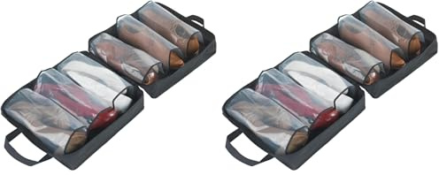 WENKO Schuhtasche Deep Black - Schuhbeutel, Polyethylen-Vinylacetat, 36.5 x 36.5 x 14.5 cm, Schwarz (Packung mit 2)