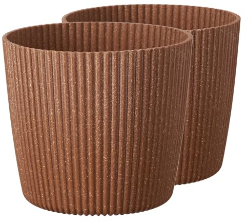 Tymar Pot de Fleurs, jardinière, Lot de 2, Forme Ronde((2pack) Nature, ø 17 cm)