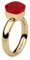 Qudo Firenze gold farbener Ring mit rot farbenem Stein (red) (52 (16))