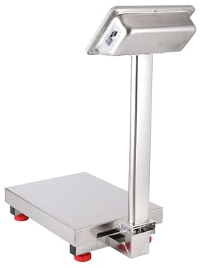 ZCBYBT Báscula de Banco electrónica Plegable de la Escala Comercial del Piso con LB/KG, Tara, calculadora del Precio, exhibición de Alta definición del Acero Inoxidable,200kg/30g