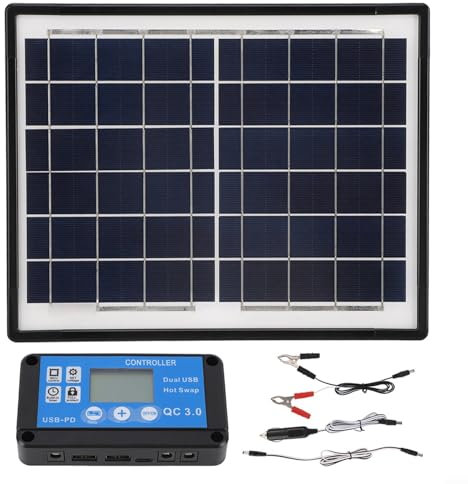 Panneau monocristallin 20 W 6 V Contrôleur pour camping-cars, bateaux et motos Double sortie USB