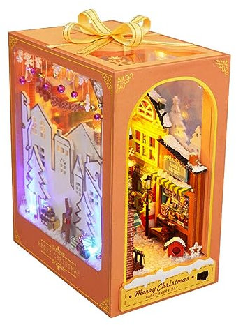 Book Nook Kit Gartenhaus, Asudaro DIY Puppenhaus Miniatur-Bausatz mit LED-Licht für Erwachsene zu Bauen 3D Mini Creative Book Buchhandlung Modellbausätze für Craft Enthusiasten oder Anfänger
