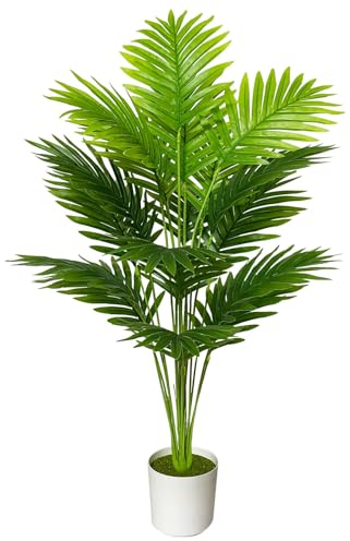 AIVORIUY Pianta Artificiale Grandi Piante Finta da Interno Esterno, Alberi Finte in Plastica Vaso Decorativa per Soggiorno Camera da Letto Cucina Balcone Ufficio Casa (80cm Verde Palma)