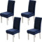 Xundefeng 4er Set Stretch Samt Stuhlhussen für Esszimmerstühle, Schutz Hussen für Stühle Schwingstühle, Dekoration Stuhlbezug für Haus, Küche, Hotel, Party - Marineblau