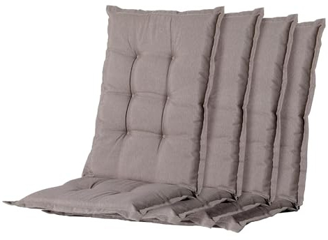 Madison 4er Set Hochlehner Auflagen, Bequeme und Stilvolle Gartenstuhlauflage für Holz-,Stahl-, Oder Kunststoffstühle, Sitzauflage - Indoor/Outdoor Stuhlpolster