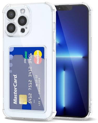 Svanove for iPhone 13 Pro Max Case Wallet Clear, Card Holder Case with Credit Card Slot, Thin Slim Transparent Silicone Grip Soft Rubber Protective Shockproof Airbag Bumper for Women, Clear