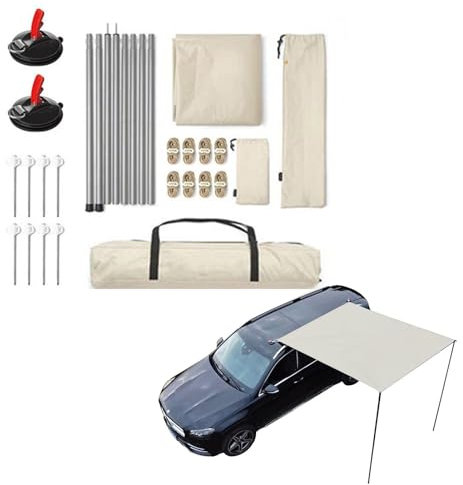 Streysisl Campingmarkise für Auto, Vorzelt für Camping – Vordach für LKW Auto Seitenmarkise wetterfest PU3000 mm UV50+ für Camping u