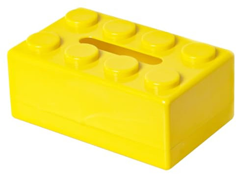 Kexpery Kreativer Baustein-Papierhandtuchhalter, niedlicher Taschentuchspender, Taschentuch-Aufbewahrungsbox für Wohnzimmer, Schlafzimmer, Badezimmer, Heimbüro (gelb)