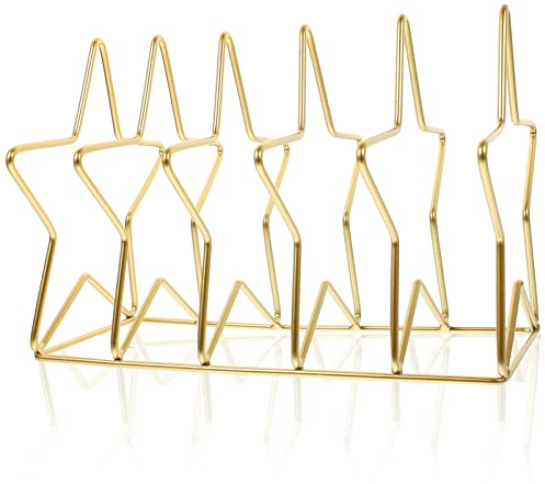 CAXUSD Vinyl Magazinhalter Aus Kreativer Schreibtisch-organizer Im Stern-design Stabiler Aktenhalter Für Bücher Und Zeitschriften Goldfarbene Ablage Für Büro Und Zuhause