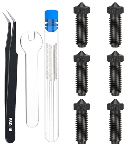 HIKUDIY 6PCS gehärteter Stahl Vulkandüsen Kit für Anycubic Kobra 2 Serie, 3D Drucker Teile 0.4mm Extruder Hotend Düse für Anycubic Kobra 2, Kobra 2 Neo, Kobra 2 Pro, Kobra 2 Plus, Kobra 2 Max