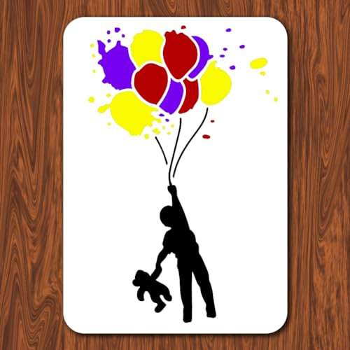 INFUNLY 29.7x21 cm/11.6 x 8.2 Zoll Banksy-Malschablone „Die Person, Die Den Ballon Hält“, Wiederverwendbare Banksy-Straßen-Draffiti-Schablone, Banksy-Stil-Muster-Kunstschablone Zum Malen Auf Wandflies