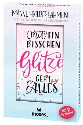 dein-buchladen Magnetischer Bilderrahmen I Magnete für Magnettafel I Botschaft für Kühlschrank, Whiteboard, Küche, Tafeln, Pinnwand I Glitzer Magnet I Fotomagnet