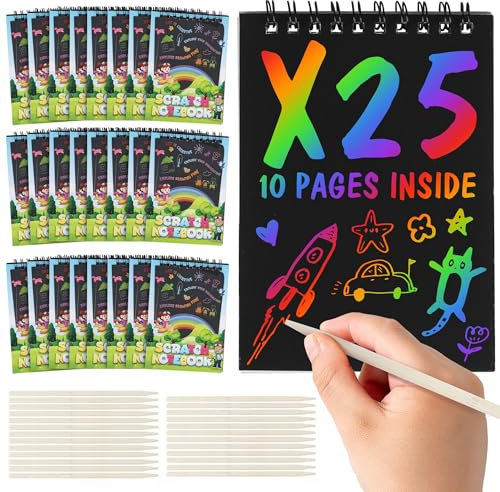 Pack 25 libretas scratch rascar - regalos cumpleaños niños colegio regalitos primaria recuerdo invitados detalle infantil lembrancas de aniversario criança brindes aniversario infantil para regalar
