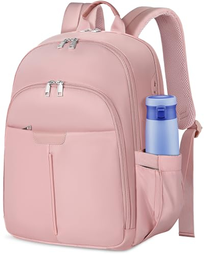 NEWHEY Laptop Backpack Women 15.6 Inch Ladies Rucksack Bag for Women with USB Port, Lightweight School Business Backpack Water Resistant Computer College Travel Backpacks Pink