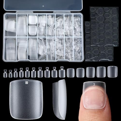 Oruola 300Pcs Toe Tips,Toe Nail Extensions,15 Sizes Soak Off Fake Toenails for Women Men Wide Longer Big Toes Nails,Acrylics Fake Nails with 48 Square Nail Tips for Salon