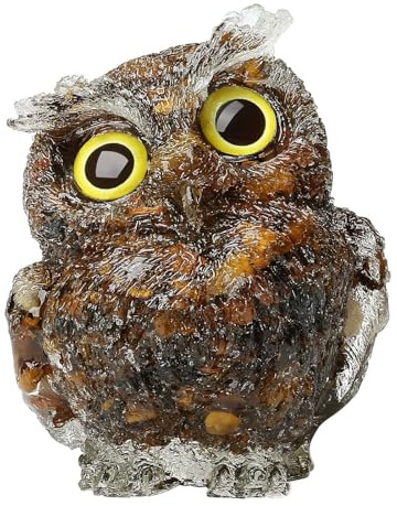 Sahoottie 6,1 cm große Eulen-Figur, Eulen-Dekoration, Kristall-Harz-Eule, Statue, niedliche Eule, Geschenke für Eulenliebhaber, Frauen, Männer, Büro, Zimmer, Dekoration, Männer, Tigerauge, Eule