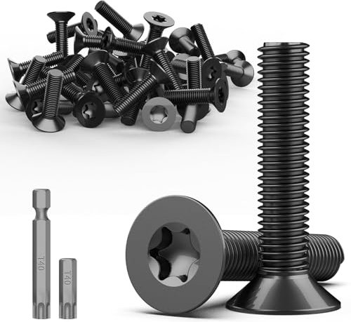 TXXATX 15 Piezas Tornillos Cabeza Avellanada Torx M8 x 35 mm Tornillos de Acero Inoxidable A2 V2A Tornillo Mecánico Tornillos Avellanados Negro Tornillos de Cabeza Plana con Punta Torx T40