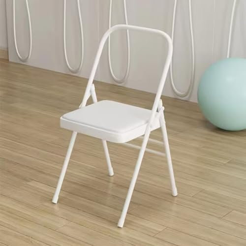 Eqvexd Iyengar Yoga-Stuhl rückenfreier Yoga-Stuhl Yoga-Hilfs-Klappstuhl Yoga-Ausrüstung Metall-Klappstuhl Balance-Handstand faltbares Design hohe Tragfähigkeit,White-41 * 41 * 83cm