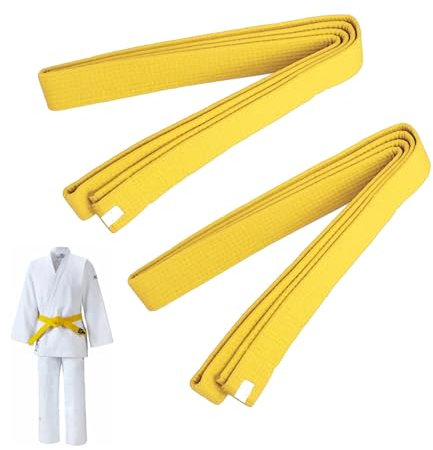 2 Pieza Cinturón Taekwondo Amarillo, Cinturón Profesional Taekwondo y Aikido, Cinturón de Taekwondo para Artes Marciales, Cinturón de Artes Marciales para niños Entrenamiento Deportivo