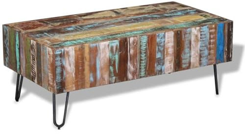qohoio Couchtisch Altholz Massiv 100x50x38 cm Tisch Wohnzimmer Couchtische Sofa Table Wohnzimmertisch Beistelltisch