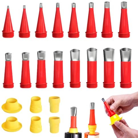 Ein Satz einteiliger Edelstahldüsen, 2025 Neu Universal Integrierte Gummidüse Werkzeug Kit, Verschiedene Größen Kartuschenspitzen Transparent Silikontüllen, Silikon spitzen Kartuschenspitzen (22 PCS)
