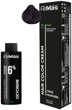 Femmas Haarfarbe Set Mittelbraun Mahagoni 4.5 I Hair Color Cream 100ml + Oxycreme 100ml 6% I Permanente Haar-Coloration + Entwickler I Schonend & langanhaltend I Salon-Haarfarbe für Zuhause