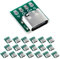 VISSQH 20 Pièces connecteurs USB 3.1 Type-C Femelle USB Type C souder connecteur Montage sur Panneau Connecteur Adaptateur USB C avec Carte de Conversion PCB pour DIY