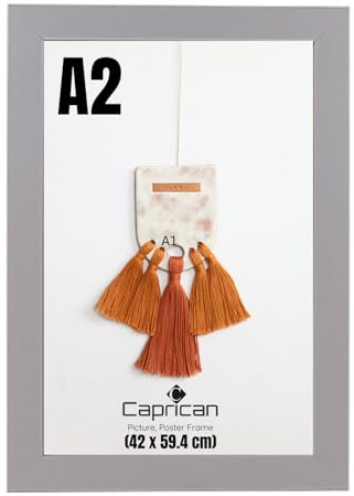 caprican A2 Picture Frames - Grey Photo Frame with Safe Perspex Front - A1 A2 A3 A4 A5 Photo Frames Multiple Pictures Sizes Colors, Portraits & Wall Mounting Orientation (42 x 59.4 cm)