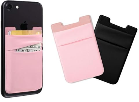 2 Pezzi Porta Carte di Credito per Cellulare, Pelle Vegana Porta, Titolare Della Carta per Cellulare Adesivo, Tasca Adesiva Per Tessere Carte Badge Taschino Autoadesivo Per Cover