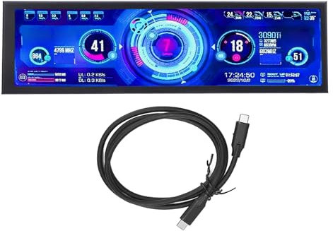 Oreilet IPS Screen, 8.8 Inch 480x1920 Touchscreen Display Screen Monitor, 170° IPS CPU GPU Temperature Usage Internet Speed Time Display, Portable Computer Secondary Screen for Laptop, PC