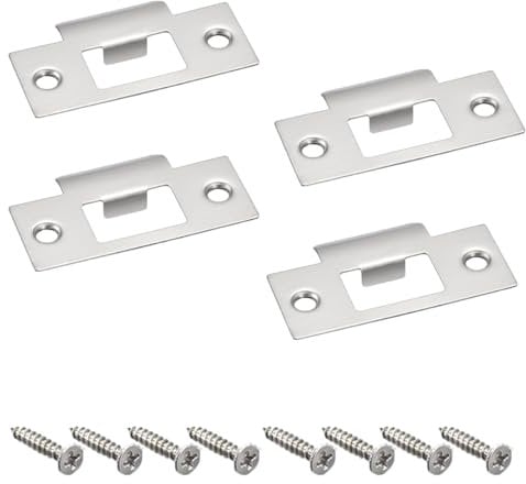 4 Pcs Door Strike Plate Internal Door Lock Mortice Latch Stainless Steel Door Latch Deadbolt Strike Plates Door Latch Plate Short Strike Plate for Door Frame