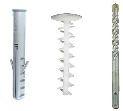 Gerüstbauer SET | Dübel PDK100 mit Kragen 14x100 mm, 100 Stück + Dübelstopfen mit Kreuzlamellen 14x80 mm, 100 Stück + Hammerbohrer 14x210/150, 1 Stück