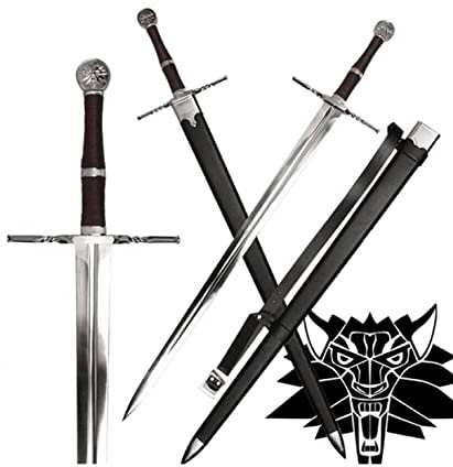57 SPECIAL REPLICAS Replica di spada decorativa – Pada Geralt 126 cm con fodero – Lama in acciaio inox – Impugnatura in legno e cuoio – The Wither – Spada da collezione o esposizione – ZS637