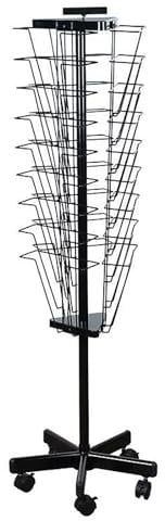 Prospektständer 360° Drehbarer Zeitungsständer mit Rollen, Literaturständer Flyerständer für A4 Prospekte, Metallgestell für Büro Messen & Zuhause