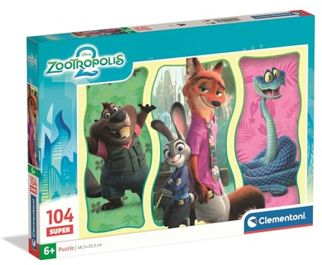 Clementoni 25082 Zootopia 2 – Super Puzzle 104 Teile, mit Glanzeffekt | tierisches Puzzleabenteuer ab 6 Jahren
