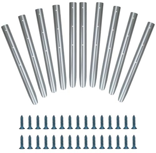 Woodside 10 Pack Galvanised Steel Lawn Edging Stakes for Use With Log Roll, All Screws Included, 46cm, Fits 30cm Stake
