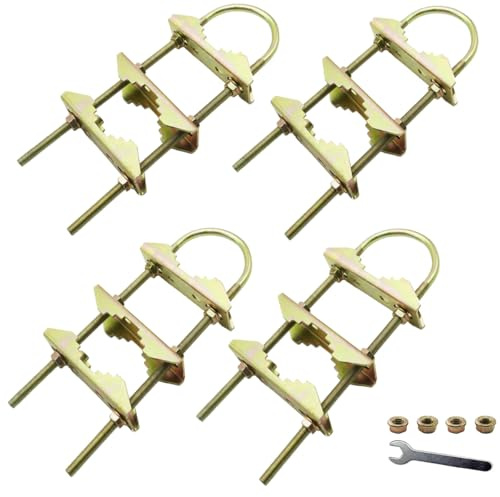 Antenna Mast Clamp TV Satellite Pole Mount Bracket - Heavy Duty Rod to Rod Clamp - Double Pipe Connection Clamp for Antenna Mounting (U Antenna Pole Clamp-4 Pcs)