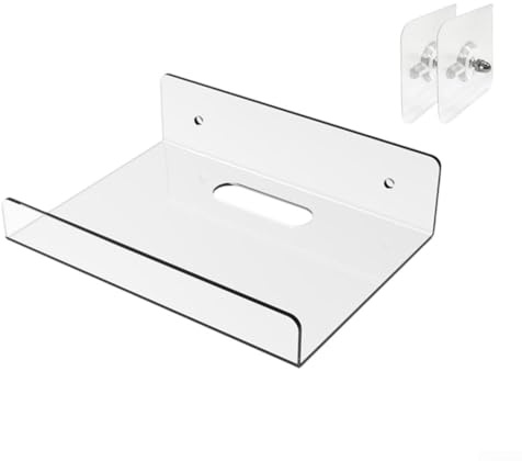 Bulevisiter Wandregal aus Acryl mit Stanzmontage für glatte Oberflächen, erforderliche Löcher für strukturierte Oberflächen, zum Halten von Tassen, Büchern und Vasen in Wohnräumen (20 x 10 x 4 cm)