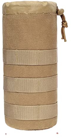 Peosaard Backpack Strap Bag, Water Bottle Sleeve Bag Molle Pouch Camping Bottle Carrier Holder for Backpack Hiking Cycling Brown, Camping Accessories